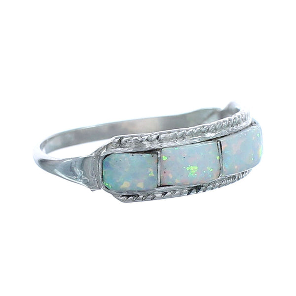 Navajo Authentic Sterling Silver Opal Ring Size 8-1/4 JX122185